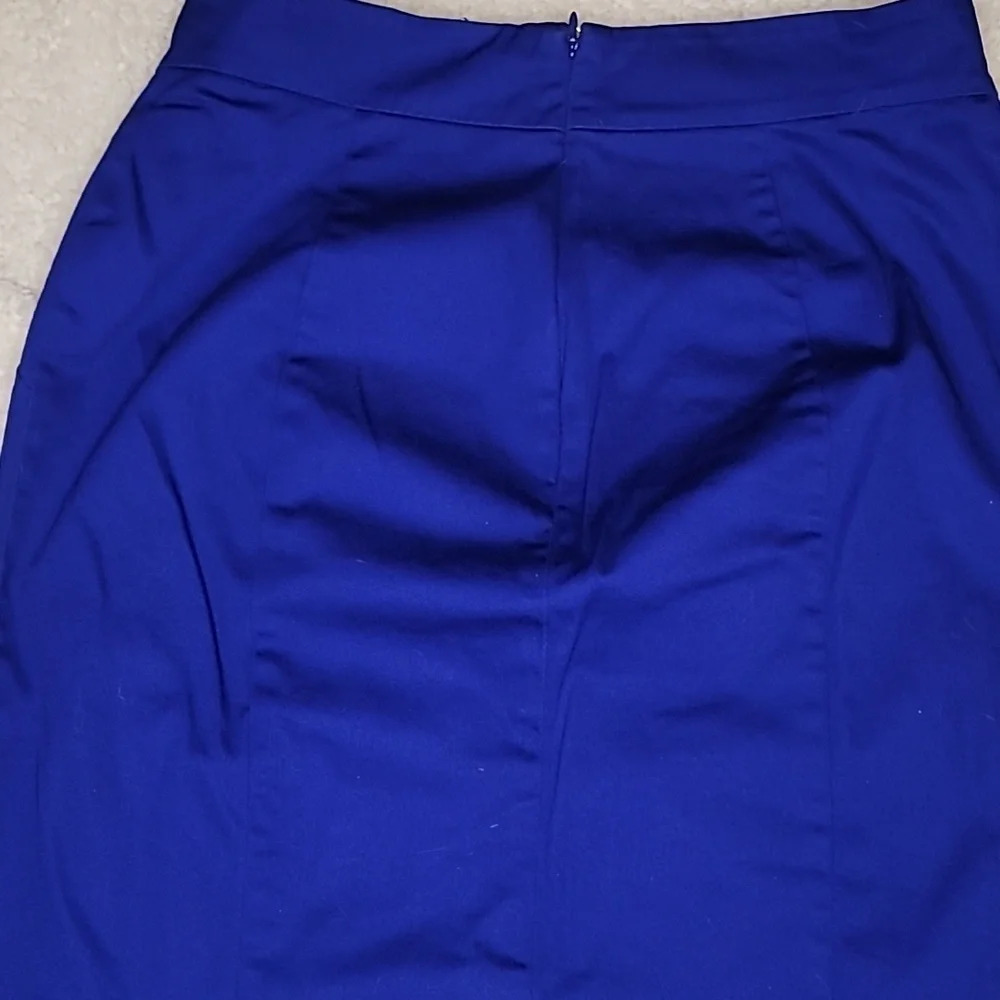 0051. EUC ~ Worthington ~ Royal Blue Skirt ~ Flattering Seams ~ Rear Kick Pleat - Picture 5 of 9